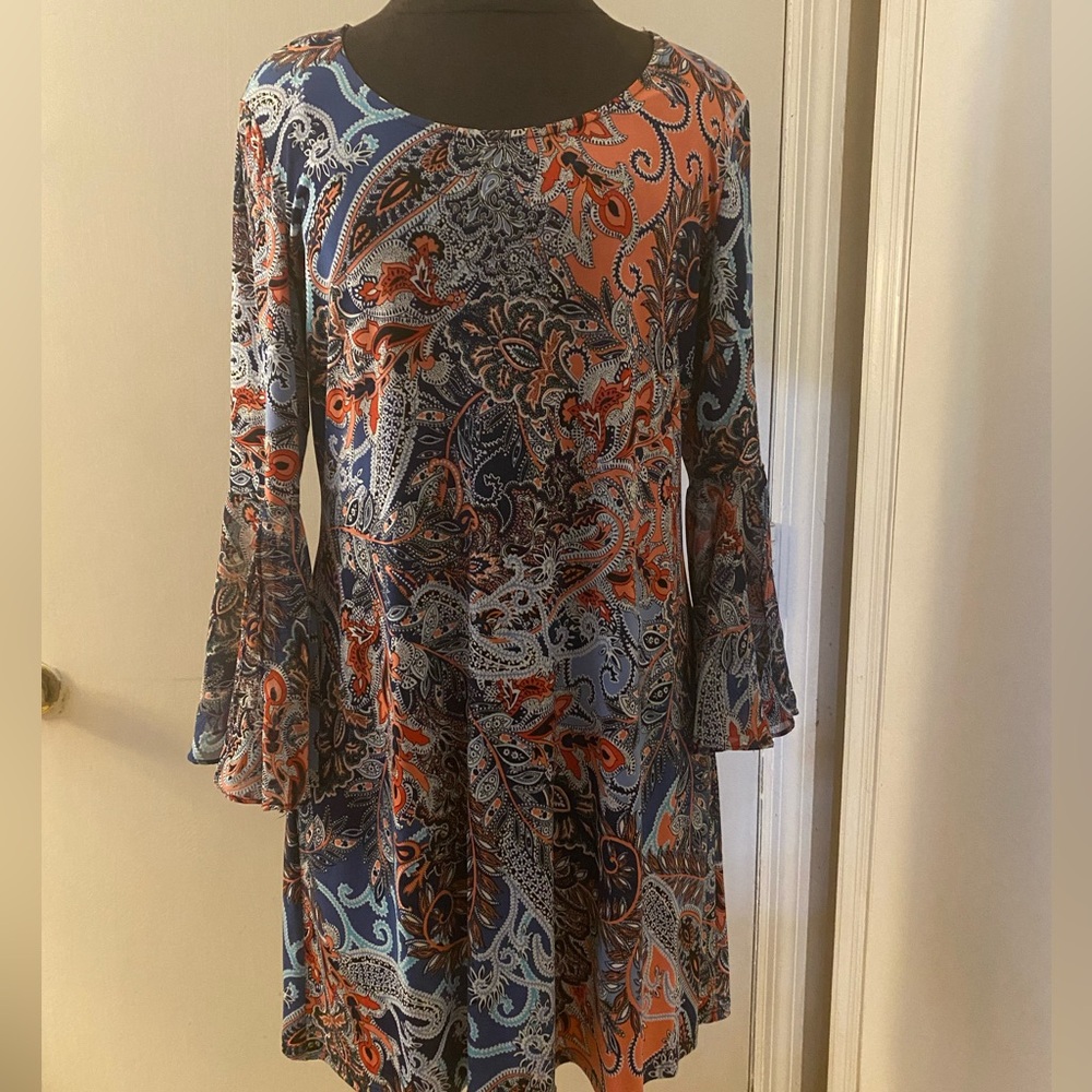 MSK floral print bell sleeve dress.